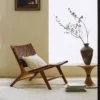 European Solid Wood Living Room Chairs Rope Back Armchair Leisure Home Balcony Lazy Sofa Recliner Designer Home Furniture