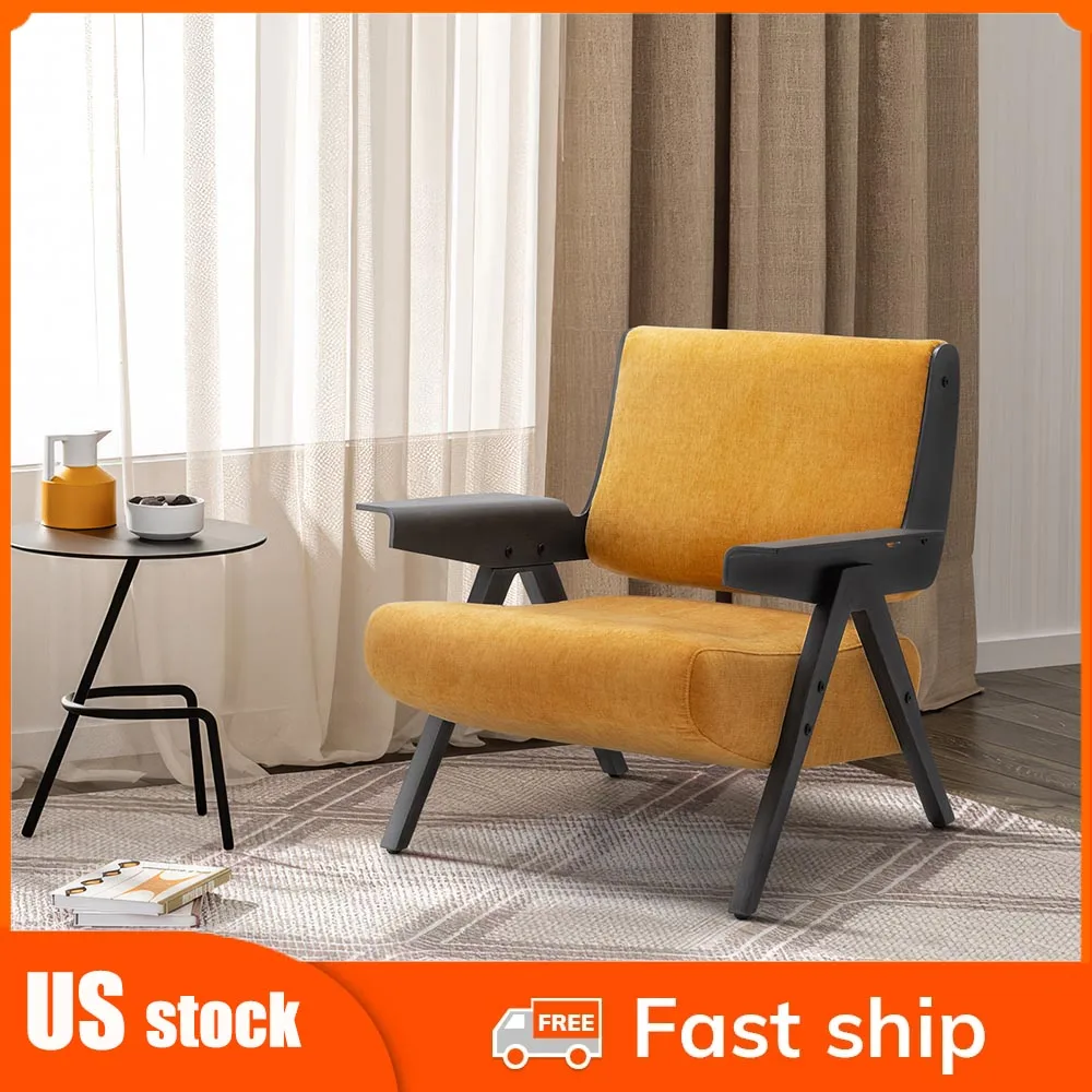 Living Room Chairs Modern Accent Chair, Single Fabric Lounge Reading Armchair with Solid Wood Frame, Easy Assembly Arm Chairs